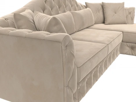 Диван угловой Артис правый угол (Бежевый/Велюр) Лига Диванов арт.121585