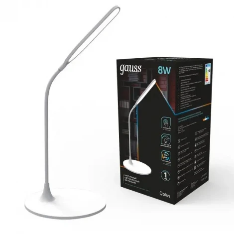Офисная настольная лампа Gauss Qplus GT5021 (регулировка яркости, LED, 220V, диммер, сенсорный выключатель)