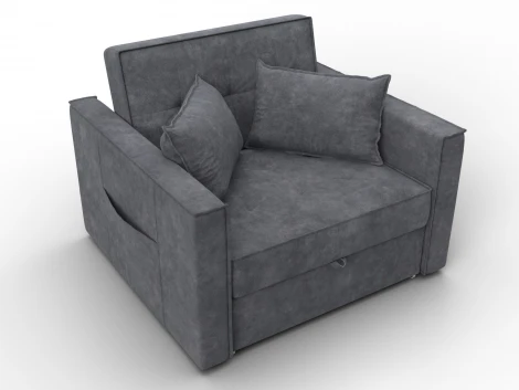 Кресло-кровать Лига-104 (80) (ЛДСП,Брус,Фанера,Велюр/Темно-серый) Лига Диванов 134848