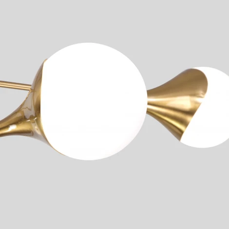 Потолочная люстра Wi-Fi на штанге Eurosvet Calyx 60168/8 латунь (220V, управление смартфоном, голосовое управление, умный дом - Minimir Home, Алиса, Маруся, Салют, шарики)