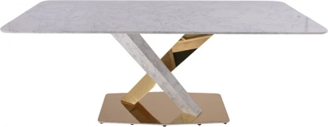 Стол обеденный IST-CASA Интерно Гранд MC3042-200WH, 200х100х75 см, белый мрамор/золото