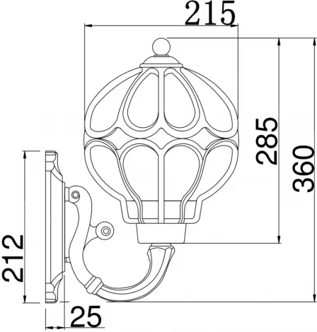 Настенный фонарь уличный Maytoni Via O024WL-01G (220V, шар, IP44)