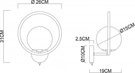 Бра Arte Lamp Matisse A7741AP-1BK (220V, выключатель, шар)