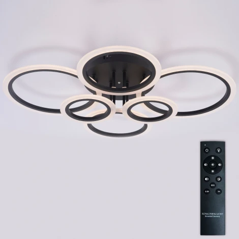 Потолочная люстра светодиодная с пультом ДУ 132W, черный, LED Natali Kovaltseva Home LED LAMPS 81440 (регулировка яркости, 220V, кольцо)
