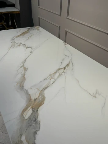 Стол обеденный IST-CASA Прайм IST-801, 180х90х76 см, жемчужный белый/золотой