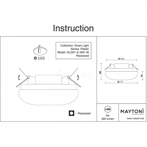 Встраиваемый точечный светильник Maytoni Plastic DL297-6-6W-W