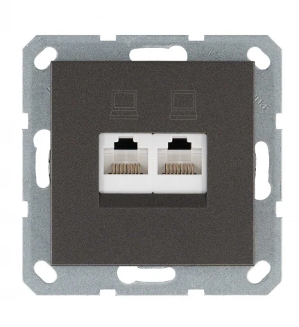 Розетка Ethernet RJ-45 двойная (мокко) Jasmart G-Classic G6106Z