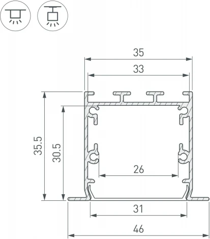 Профиль LINIA49-F-S-2000 BLACK (Arlight, Алюминий) 041873