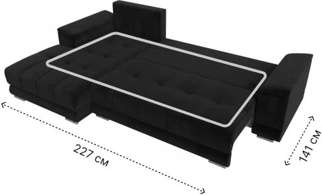Диван угловой НордСтар левый угол (Черный/Велюр) Лига Диванов арт.121112L