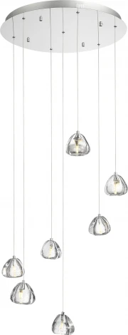 Подвесной светильник ST Luce Waterfall SL6017.101.07 Хром/Прозрачный с пузырьками воздуха LED 7*3W (220V, на проводе)