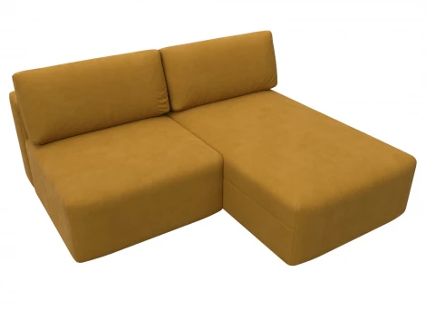 Диван угловой модульный Лига-060 НПБ угол универсальный (ЛДСП,Брус,Фанера/Пластик/Велюр/Желтый) Лига Диванов 129507