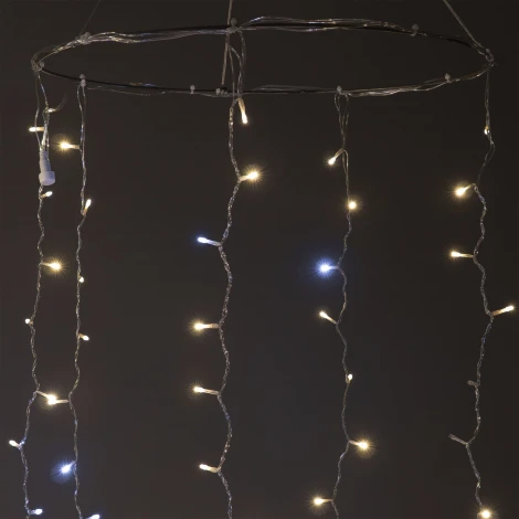 Гирлянда Занавес Облегченный 5,5 x 3 м тепло-белый с мерцанием белого диода 220В, 360 LED, провод прозрачный ПВХ, IP54 Laitcom PCL360NOTBLW-10-2WW