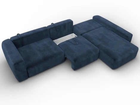 Диван угловой Лига-066 НПБ Лонг угол правый (ЛДСП,Фанера,Брус,Велюр/Синий) Лига Диванов 131227