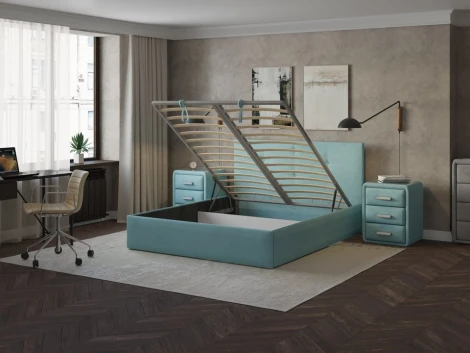 PROxSON Кровать Mono с бельевым ящиком (Ткань: Велюр Monopoly Мятный лёд (670)) 160x200