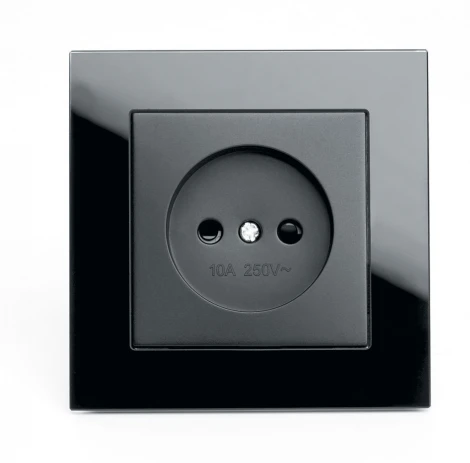 Розетка встраиваемая без заземления со шторками (черный) Stekker Катрин 39512