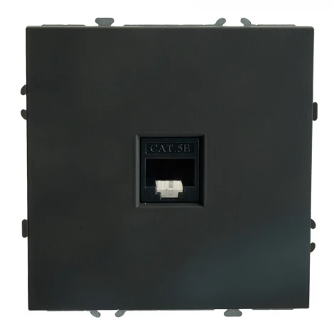 Розетка Ethernet RJ-45 (черный уголь, soft touch) Stekker Эмили 49847