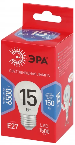 Лампочка светодиодная E27 15Вт ЭРА LED P45-15W-865-E27 R LED P45-15W-865-E27 R