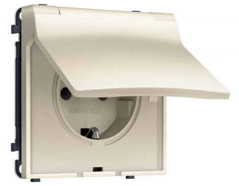 Комплект механизма электрической розетки с заземлением, шторками и защитной крышкой (Шелк) Ambrella Volt QUANT PRO MS548010