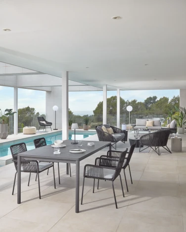 Кресло из ротанга La Forma (ex Julia Grup) Branzie (Черный/ Сталь,Веревка,Пена)