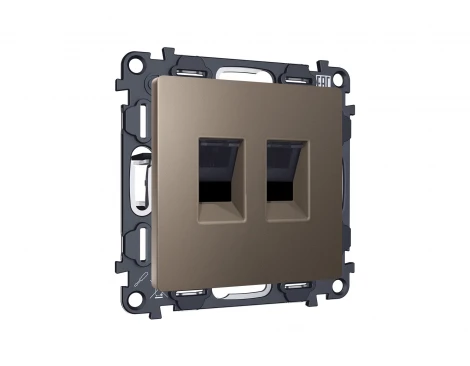 Комплект механизма двойной Ethernet RJ-45 розетки с автоматической защитной шторкой встраиваемый (темная бронза матовый) Ambrella Volt QUANT MA642110