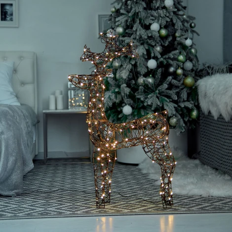 Фигура светодиодная каркасная «Олень-3», 60х98см, 160 светодиодов. теплый белый свет, провод коричневый Uniel ULD-M6098-160/SBA WARM WHITE IP44 DEER-3