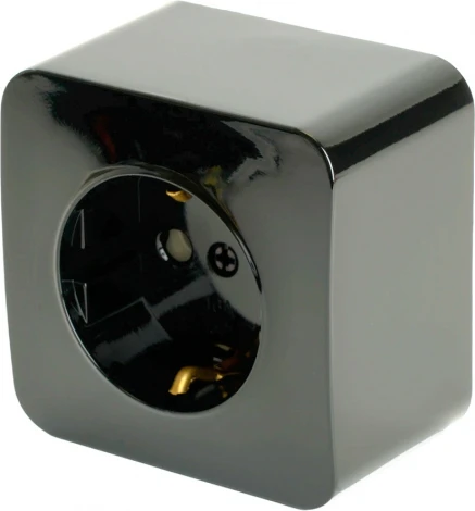 Розетка с заземлением (черный) Stekker София 49314