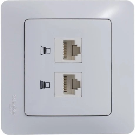Розетка встраиваемая двойная Ethernet RJ-45 (белый) Systeme Electric GSL000185KK