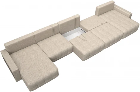 Диван п-образный с полками Лига-053 НПБ МегаЛонг Лига Диванов (Велюр) арт.129019