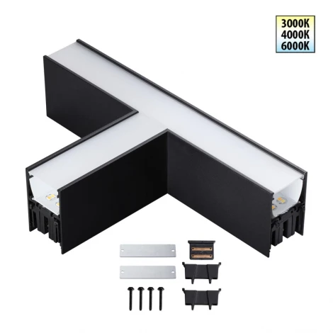 Светильник соединитель «Т» с переключ. цв. температуры Novotech Fatto 359611 черный IP20 LED 12W 220V 3000К\4000К\6000К