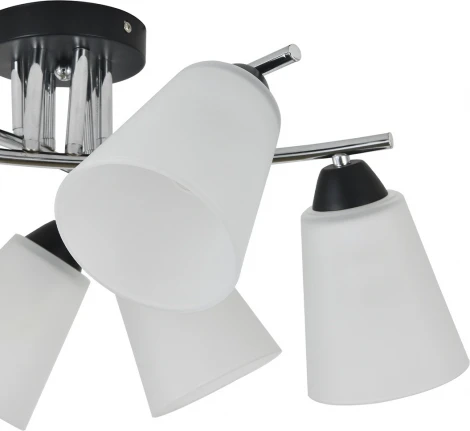 Потолочная люстра на штанге Escada Lavatera 2132/6P 6х60Вт E27, металл/стекло, хром/черный, матовый плафон (220V)