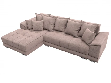 Диван угловой НордСтар левый угол (ДСП,Брус/Пластик/Велюр/Бежевый) Лига Диванов 127940L