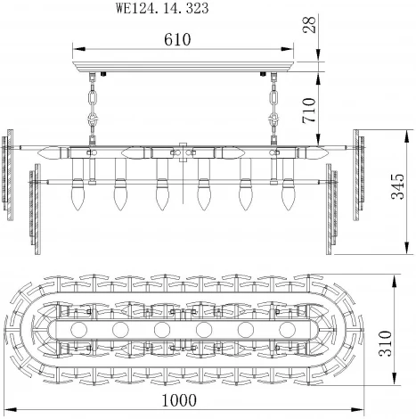 Подвесная люстра каскадная Wertmark Agati WE124.14.323 (220V, на цепи)