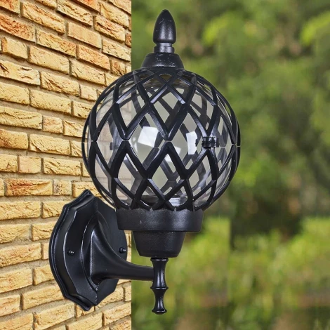 Настенный фонарь уличный Reluce 09018-0.2-001SW BK (220V, шар)