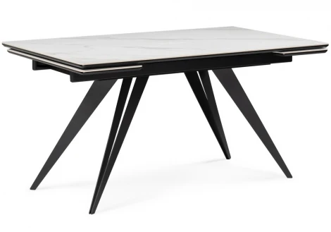 Кухонный стол Notta Дарвин 160(220)х89 белый мрамор snow white / черный
