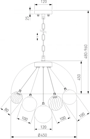 Подвесной светильник Wi-Fi Eurosvet Anait 30178 хром (220V, управление смартфоном, голосовое управление, умный дом - Minimir Home, Алиса, Маруся, Салют, на цепи)