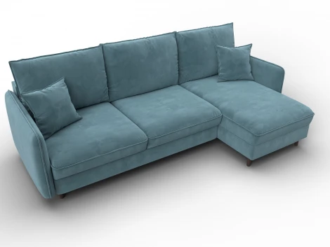 Диван угловой Лига-064 НПБ угол универсальный (ДСП/Дерево/Велюр/Бирюзовый) Лига Диванов 134770