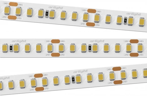 Светодиодная лента RT-A168-10mm 24V Warm2700 CRI98 (17 W/m, IP20, 2835, 5m) (Arlight, Открытый) 025149(2)