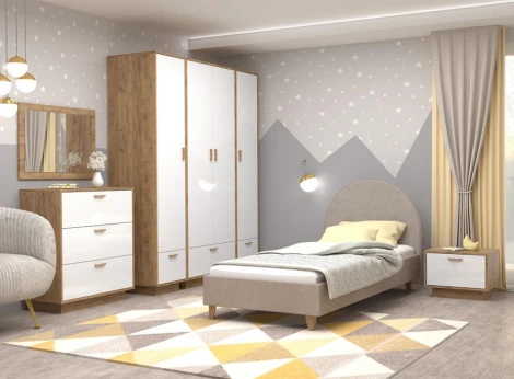 Шкаф Woodville Эго Шк-1 на подиуме дуб крафт золотой / белый глянец 455854