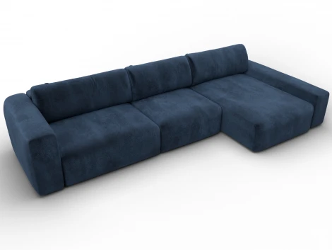 Диван угловой Лига-066 НПБ Лонг угол правый (ЛДСП,Фанера,Брус,Велюр/Синий) Лига Диванов 131227