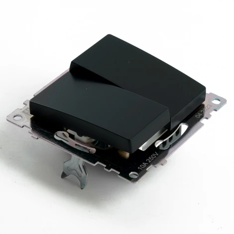 Переключатель двухклавишный (черный) Stekker Катрин 49167