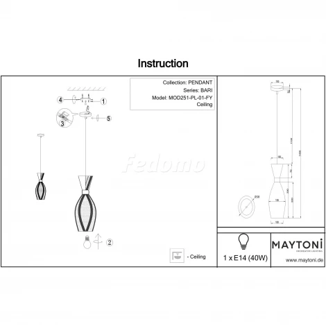 Подвесной светильник Maytoni Bari MOD251-PL-01-FY