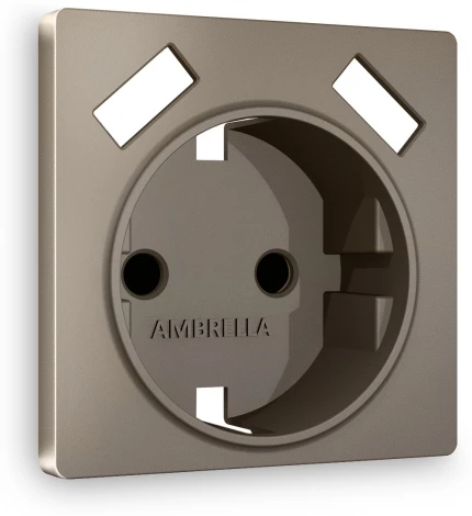 Лицевая панель Ambrella Volt ALFA (Темная бронза матовый) для электрической розетки с заземлением со шторками 2USB A+A QUANT AP6390