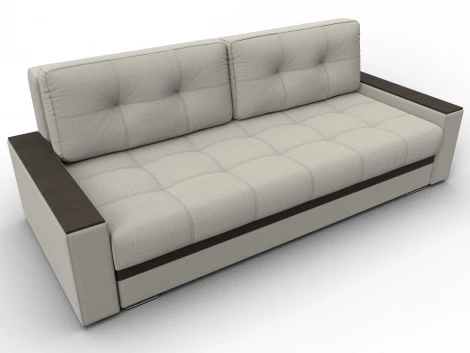 Диван прямой с декором Лига-096 НПБ (ДВП,ДСП,ЛДСП,Брус,Фанера/Пластик/Рогожка,Экокожа/Бежевый,Коричневый) Лига Диванов 132567