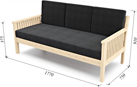 Диван Arsko Норман Б сосна графитовая рогожка