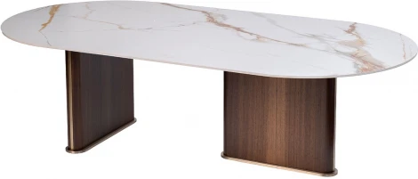 Стол журнальный овальный иск.камень белый 130*65*38см Garda Decor арт.76AR-501L-STOL/ZH