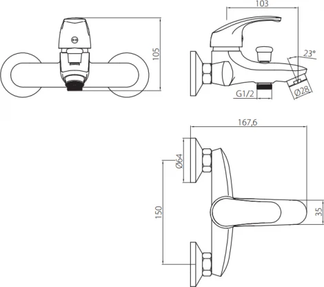 Смеситель Damixa RedBlu Palace One 411000000 для ванны с душем