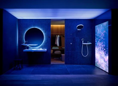 Шланговое подключение Hansgrohe Rainfinity Porter 500 26843700 с полкой и держателем