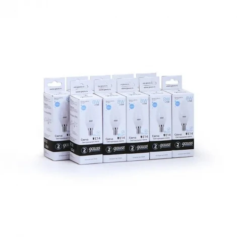 Лампочка светодиодная E14 8 Вт 540 lm 6500K холодное белое свечение Gauss Elementary 33138