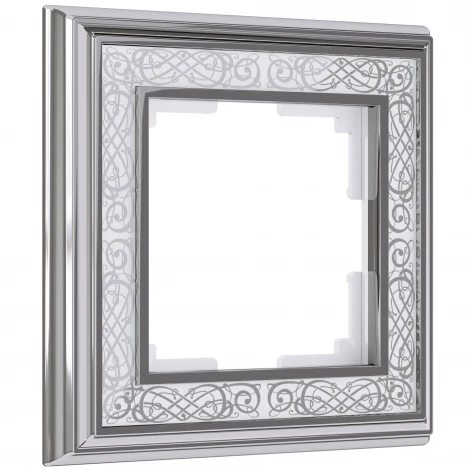 Рамка на 1 пост (хром/белый) W0011431 (a051324)