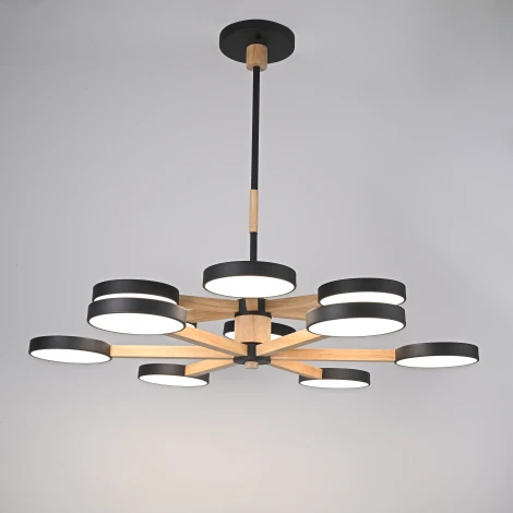 Потолочная люстра Wi-Fi на штанге Turna Dbl L12 Black By ImperiumLoft Turna-Dbl01 (LED, 220V, голосовое управление, умный дом - Алиса)